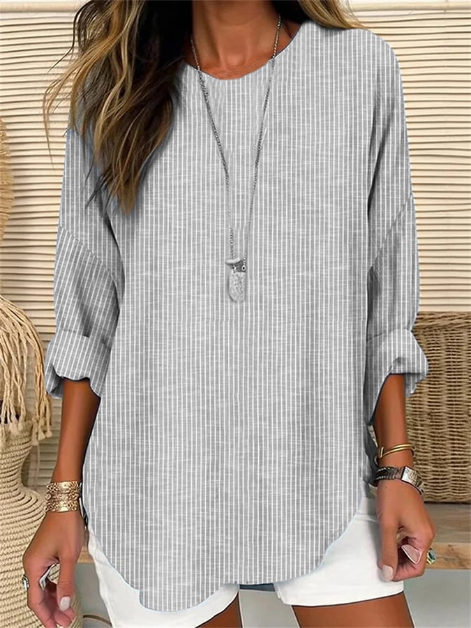 Daniela® | Blouse shirt with retro stripes and loose sleeves for women