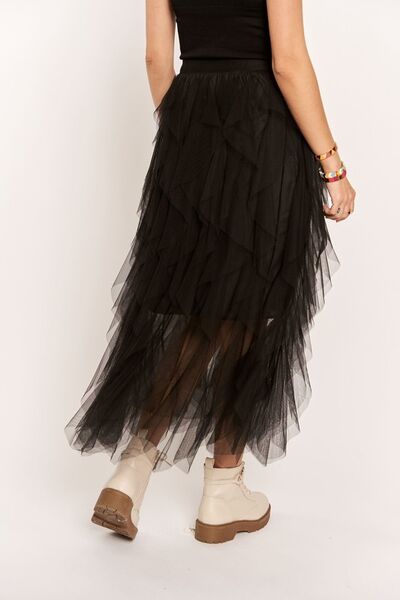 Camille® | Ruffled midi skirt with elastic waistband