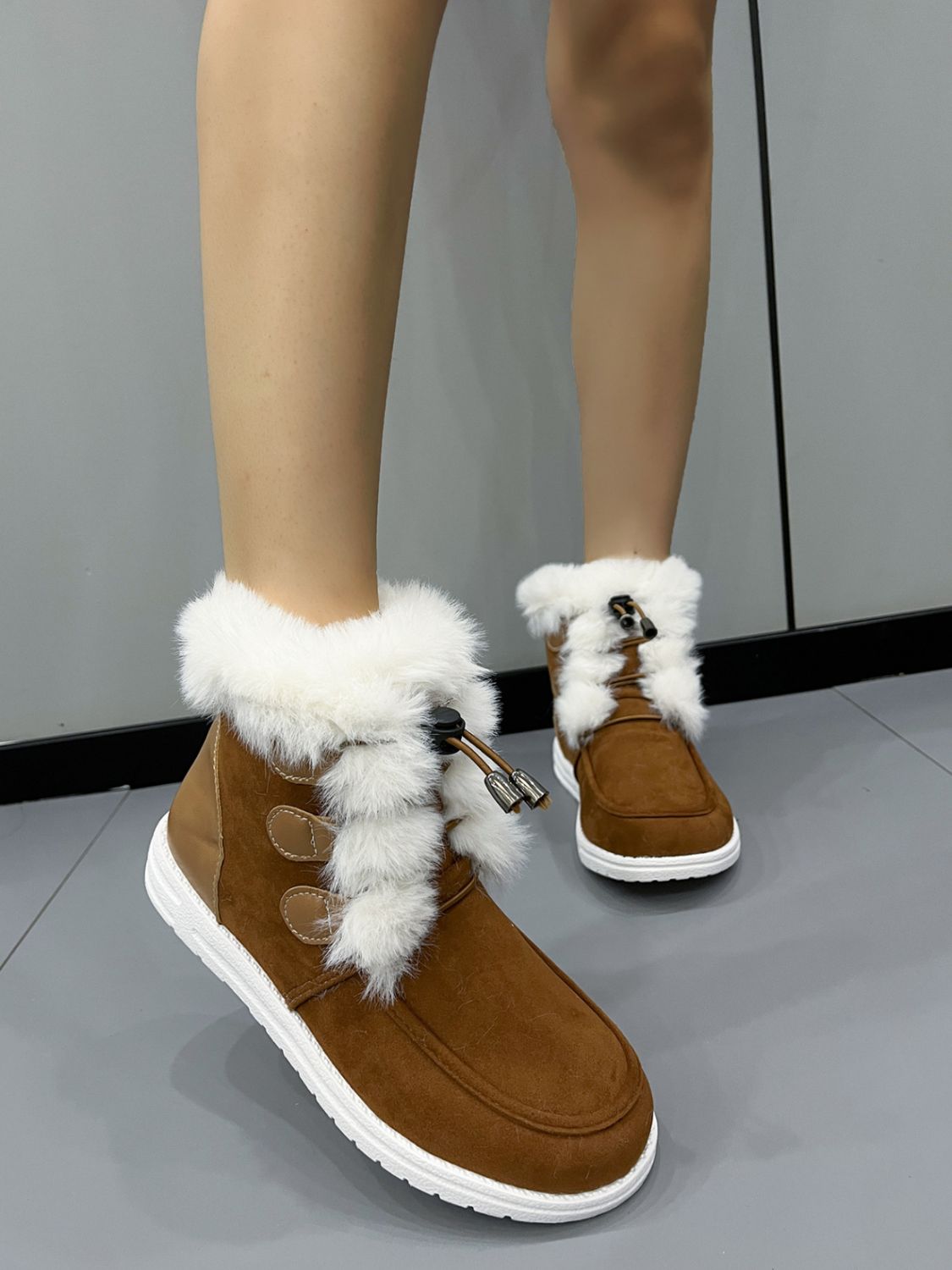 Dolores® | Suede round toe boots with plush detail
