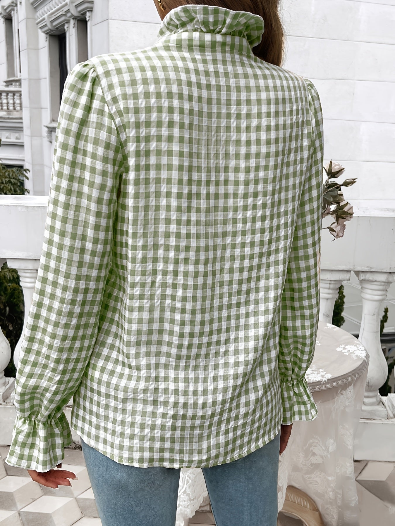 Brelynn® | Elegant Checked Ruffle Blouse With Long Sleeves For Women