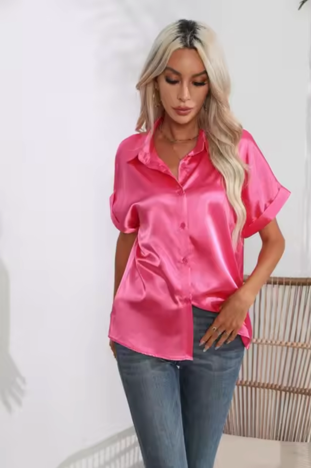 Elizabeth® | Short-Sleeved Satin Blouse