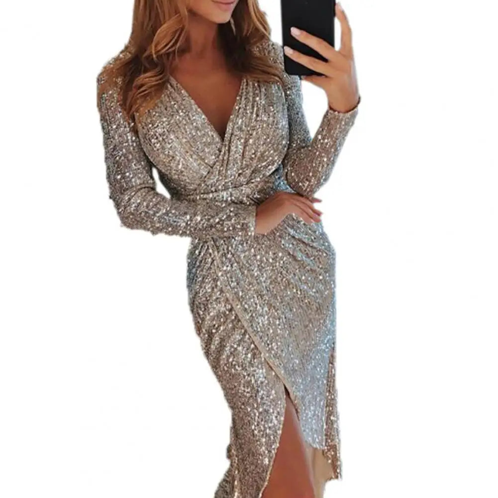 Elena® | Sparkling light sequin glitter dress for women