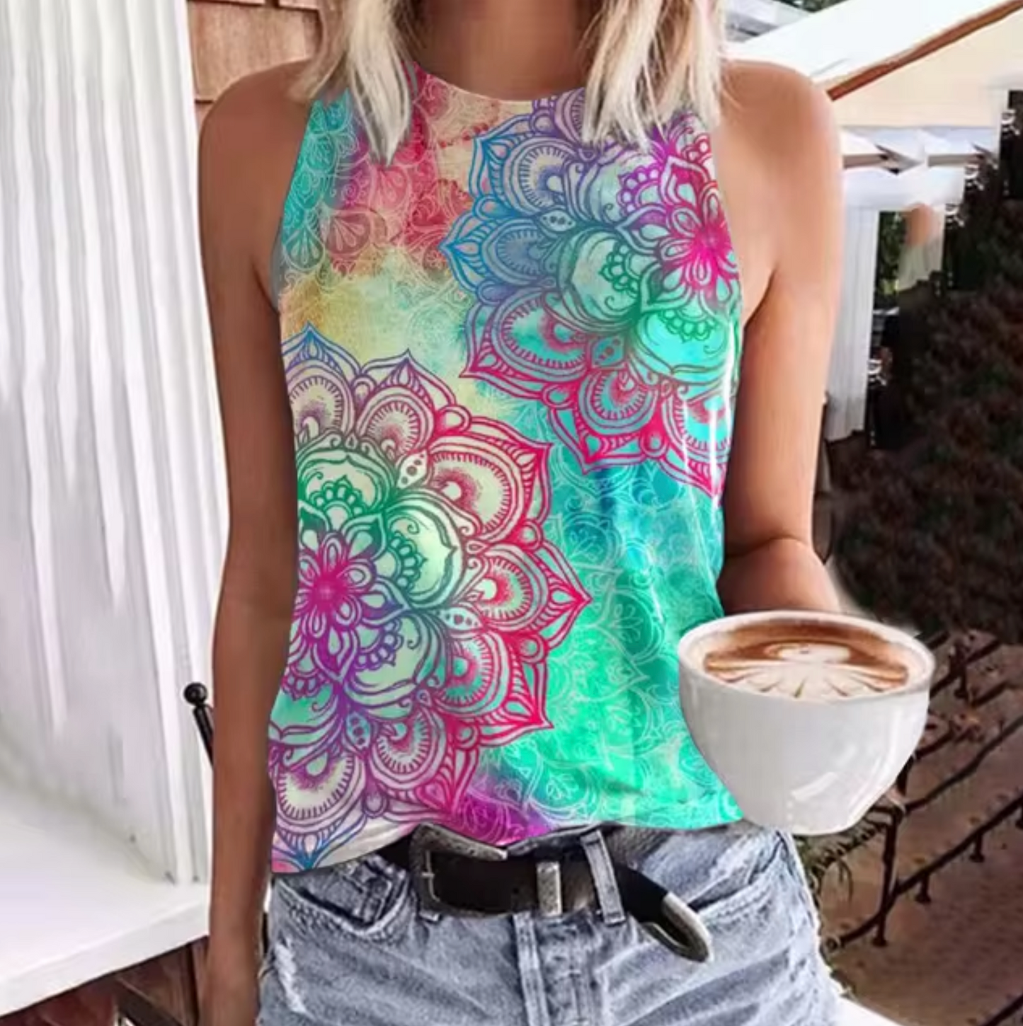 Antonella® | Sleeveless Top With Ethnic Print
