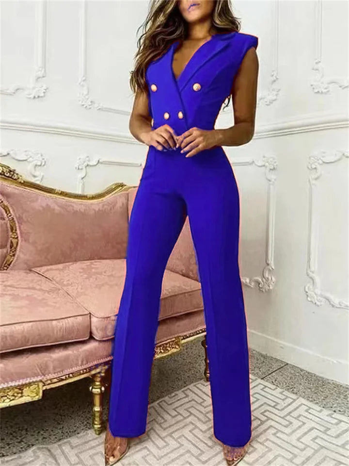 Carina® | V-neck houndstooth jumpsuit