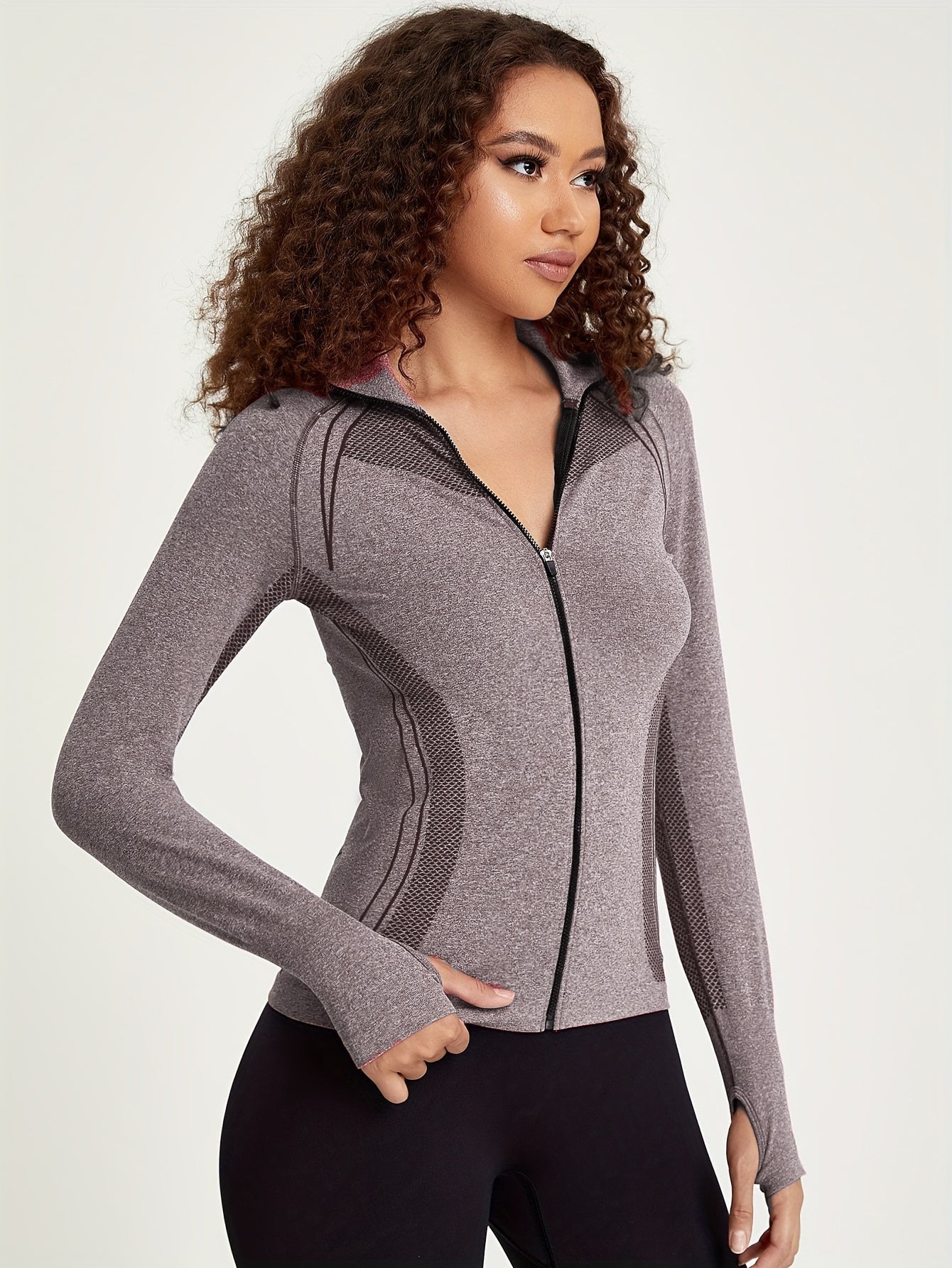 Dominique® | Black, long-sleeved, full-zip sports jacket