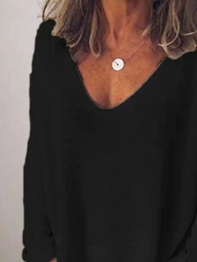 Blossom® | Full size long sleeve t-shirt with oversized V-neck and dropped shoulders