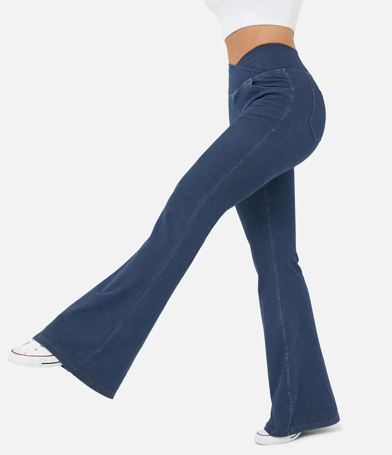 Aurora® | Women'S High-Waisted Retro Flare Pants With Crossover Waistband