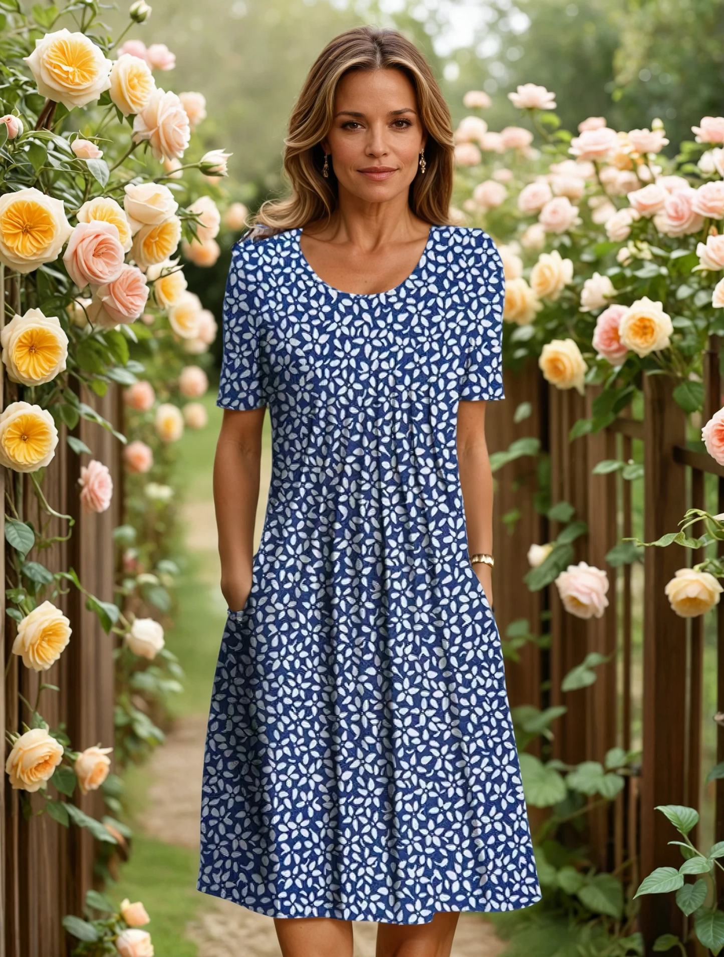 Christina | Elegant Floral Dress with Pockets