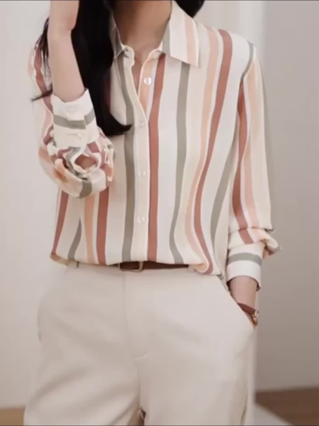 Brelah® | Striped Long Sleeve Blouse For Women