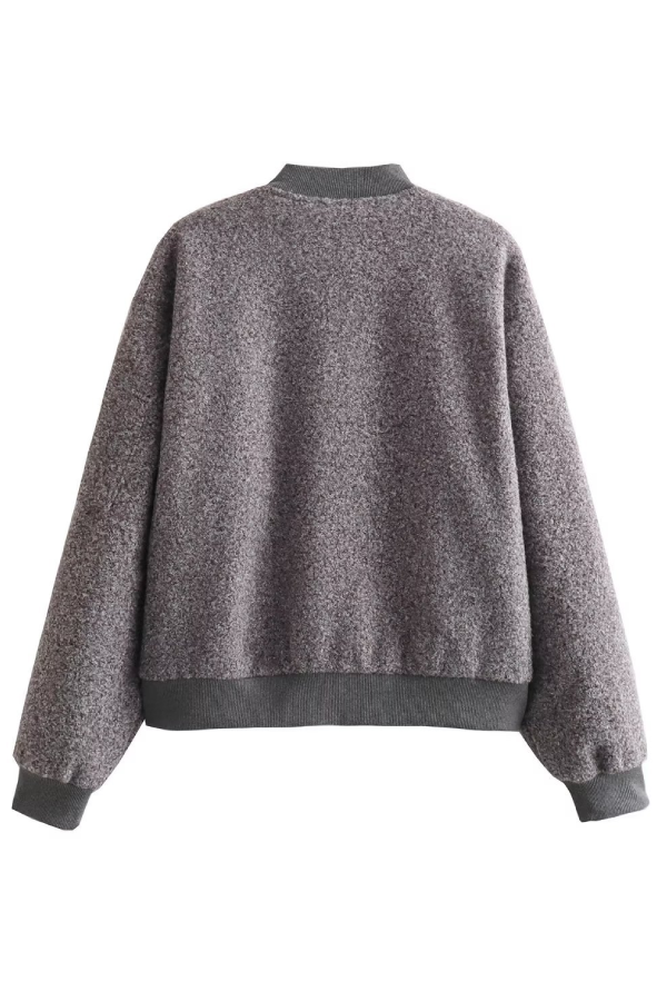 Cecilia® | Stand Collar Loose Long Sleeve Ribbed Flight Jacket