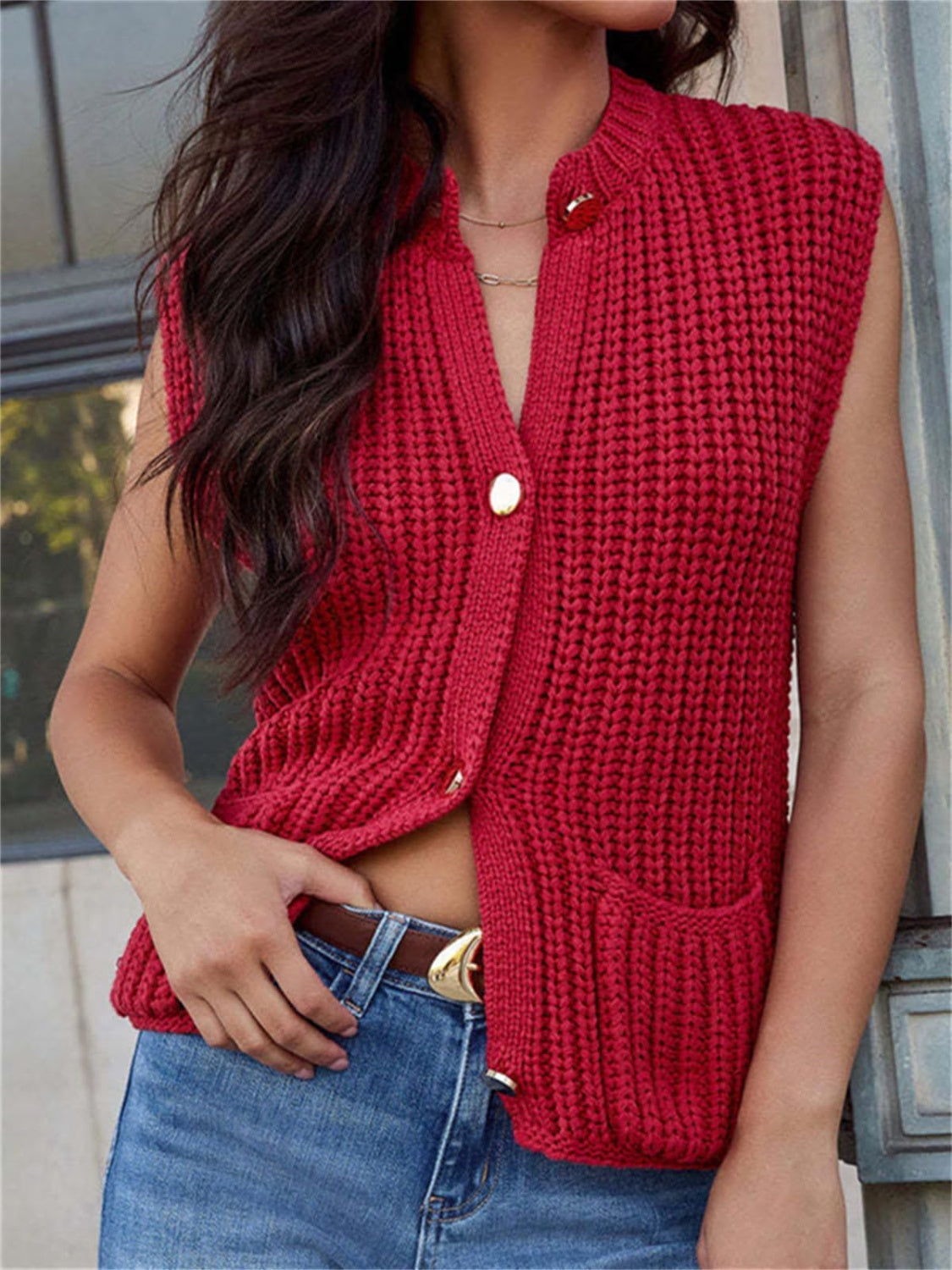 Beatriz® | Button-down sweater vest with pockets