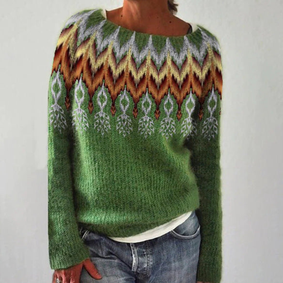 Carla | Fashionable Print Cow Neck Pullover for Women