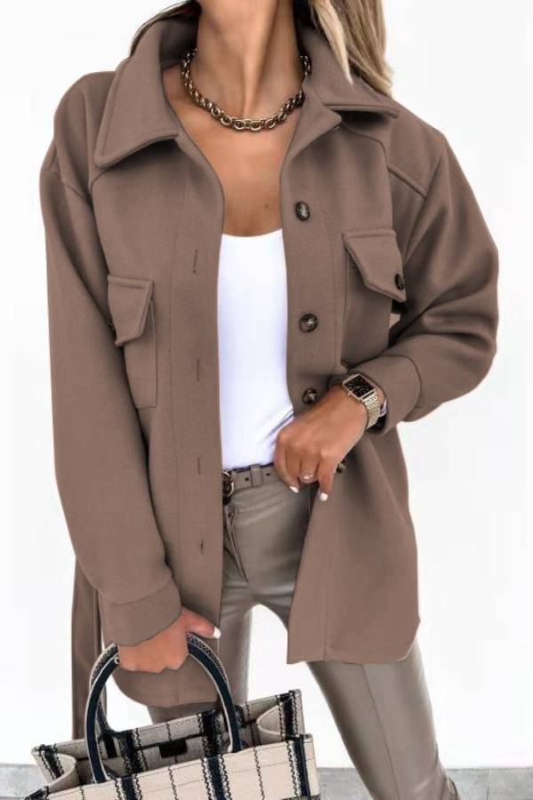 Aurora® | Solid color shirt and loose woolen coat