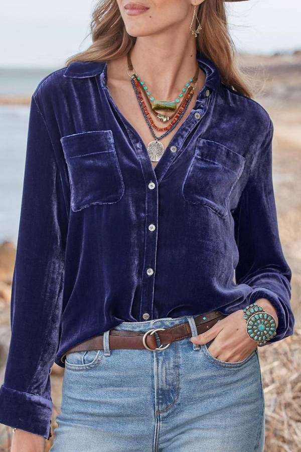 Brielle® | Long sleeve all-match velvet top with a loose fit