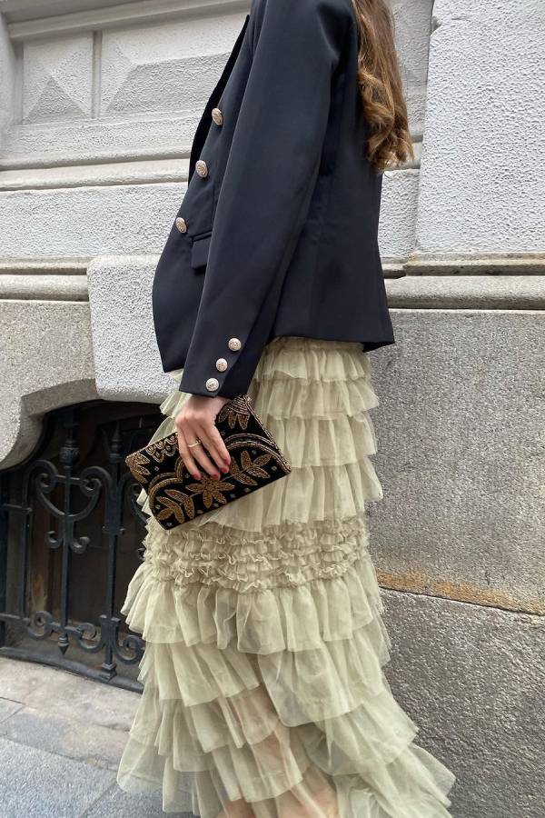 Aurora® | Tiered tulle maxi skirt with elastic waistband from City Empress