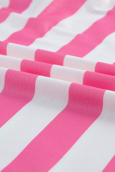 Elara® | Contrast striped crew neck t-shirt with half sleeves