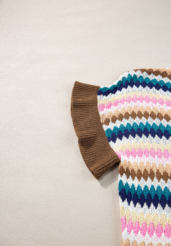 Delia® | Contrast short sleeve sweater with a crew neck