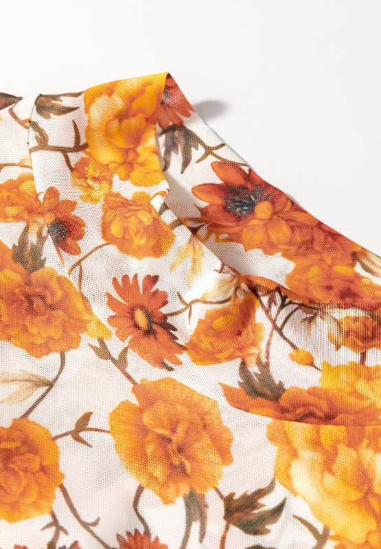 Beatriz® | Printed top with stand-up collar and flared sleeves