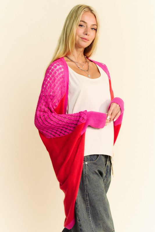 Agustina® | Openwork, contrasting cardigan with an open front