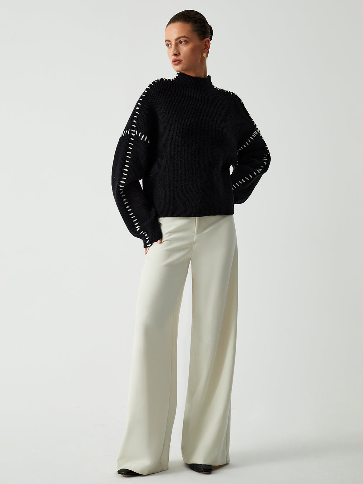 Charlotte® | Turtleneck sweater with piqué stitch details