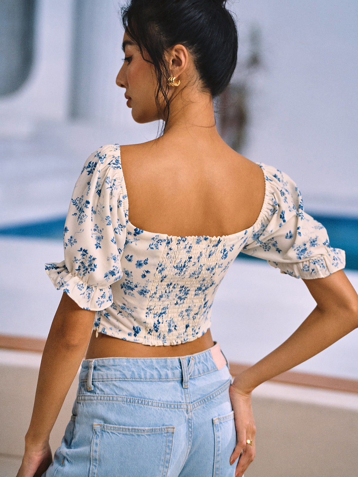 Bresha® | Floral Print Blouse With Knot Detail