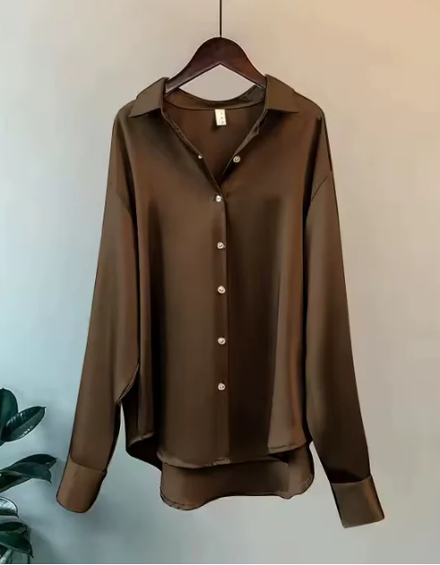 Olive | Elegant Fit Blouse with Soft Sheen