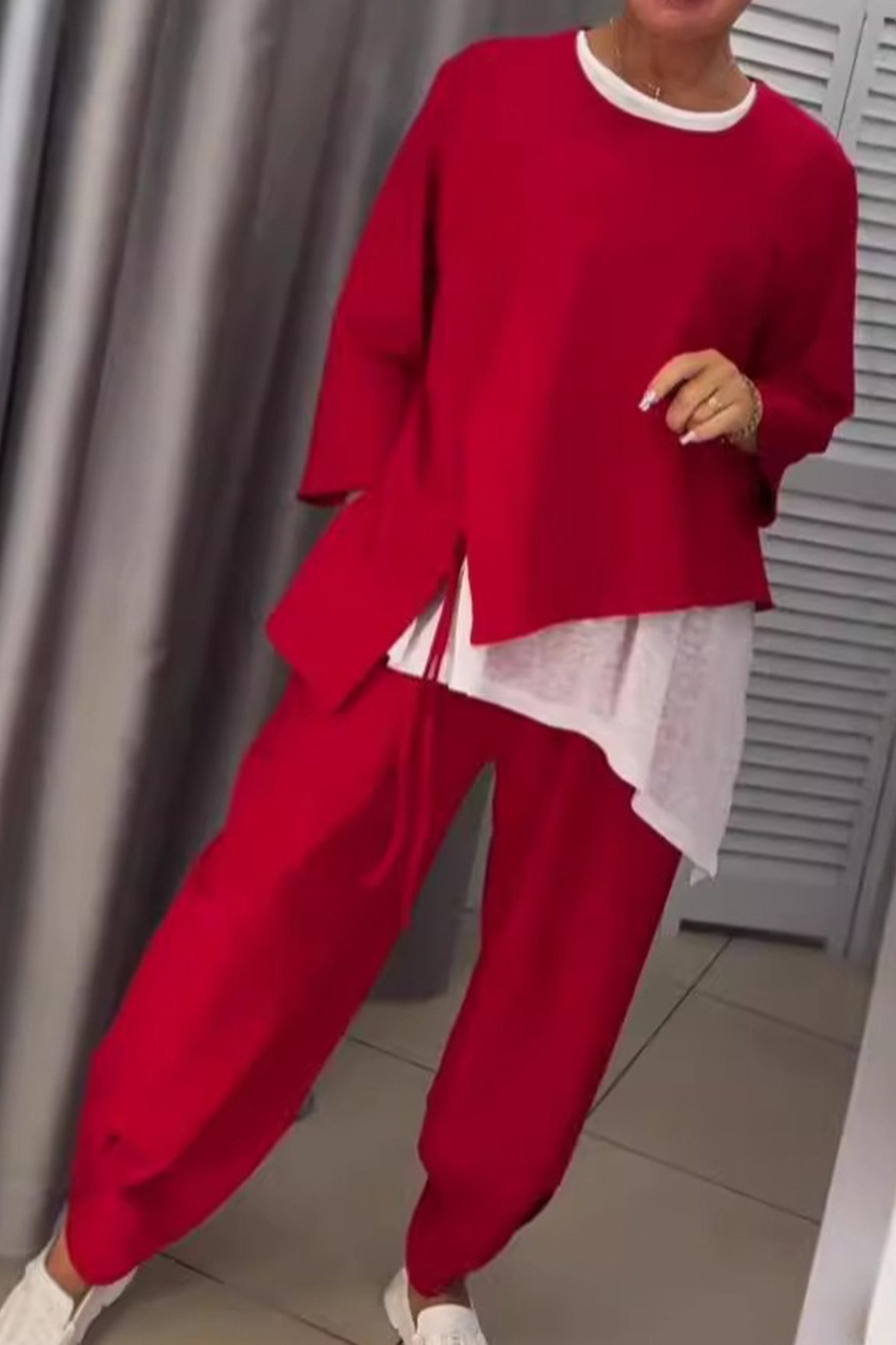 Dana® | Fake two-piece set with drawstring in contrasting color