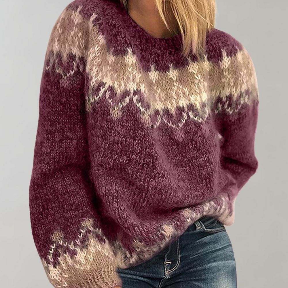 Clara | Women's Sweater Cotton Chunky Knit Round Neck