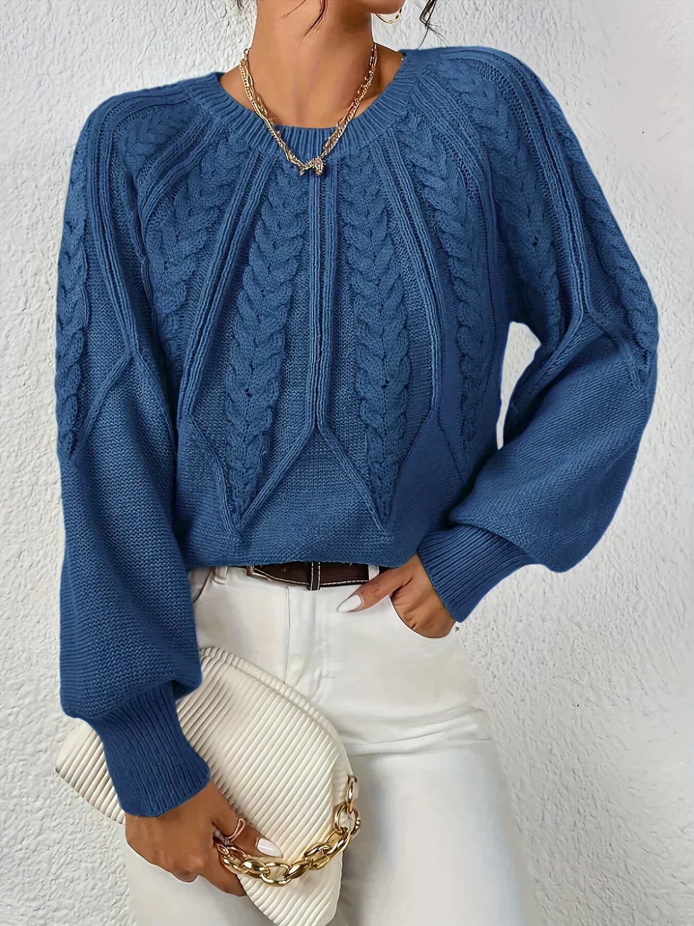Claudia | Women's Sweater Cotton Cable Knit Casual