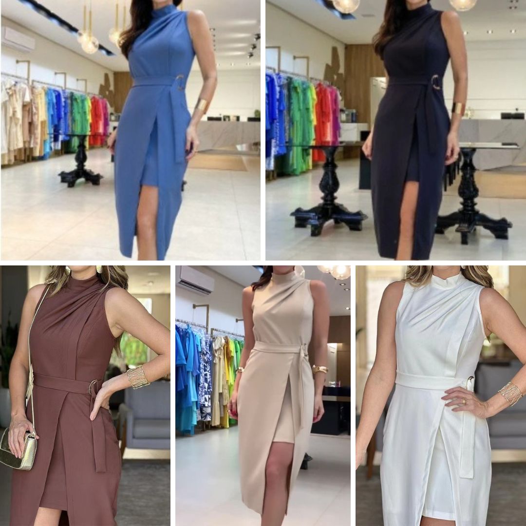 Cecilia® | Sleeveless pleated dress with high waist