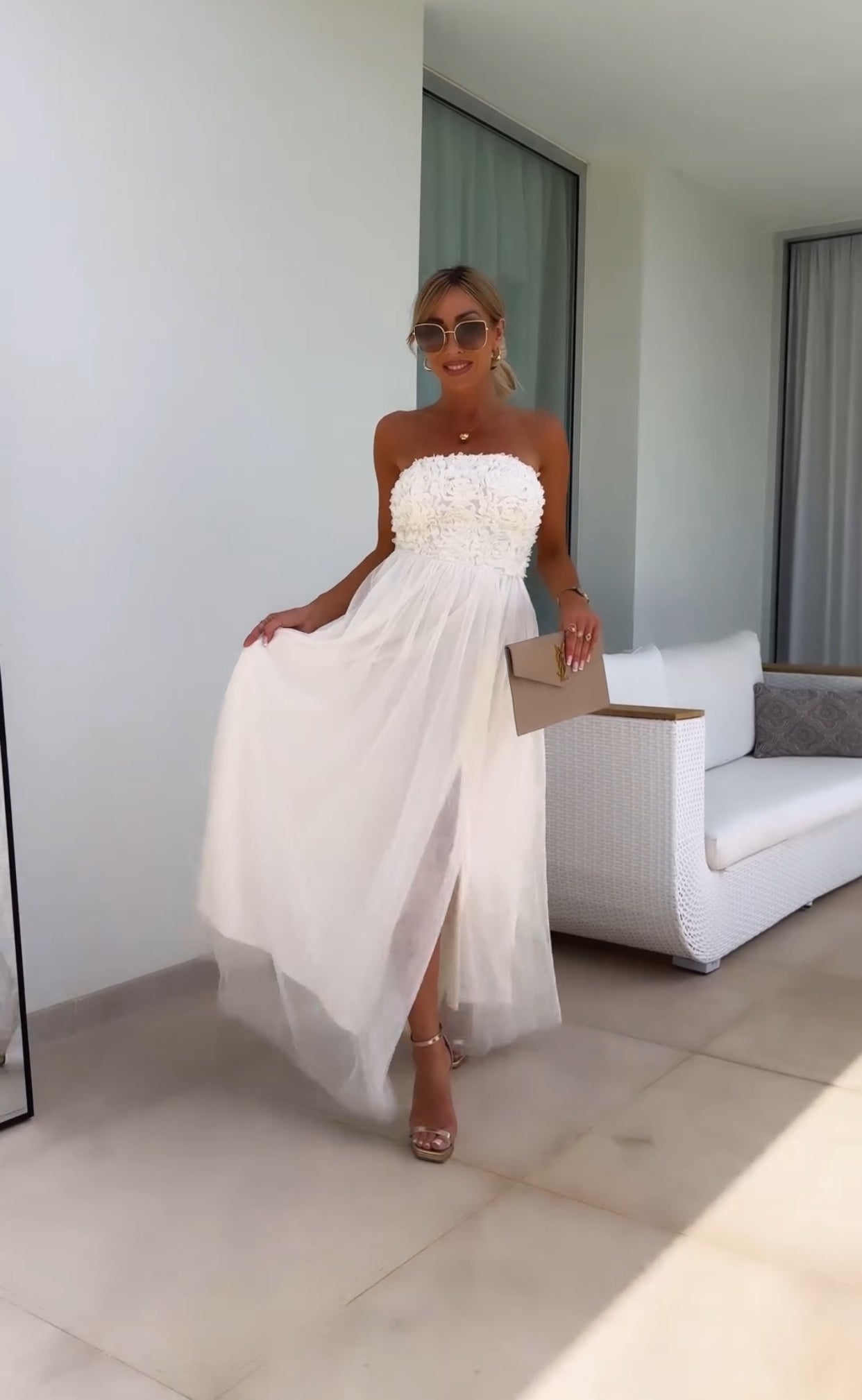 Elena® | Strapless lace maxi dress