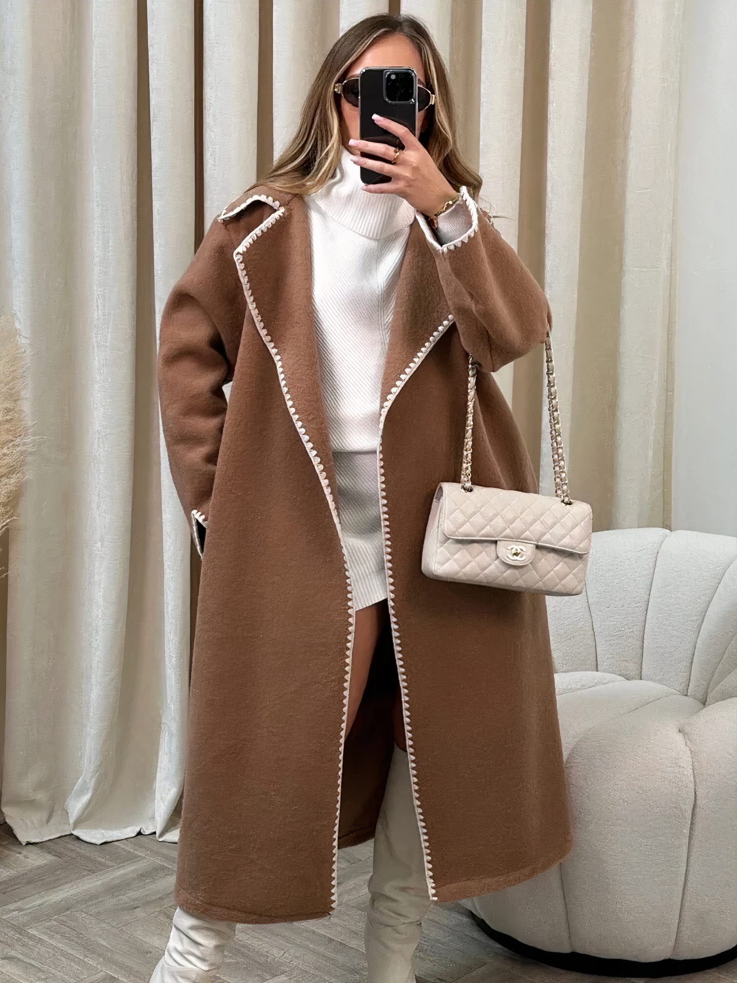 Ekaterina® | Long, loose women's coat with lapels