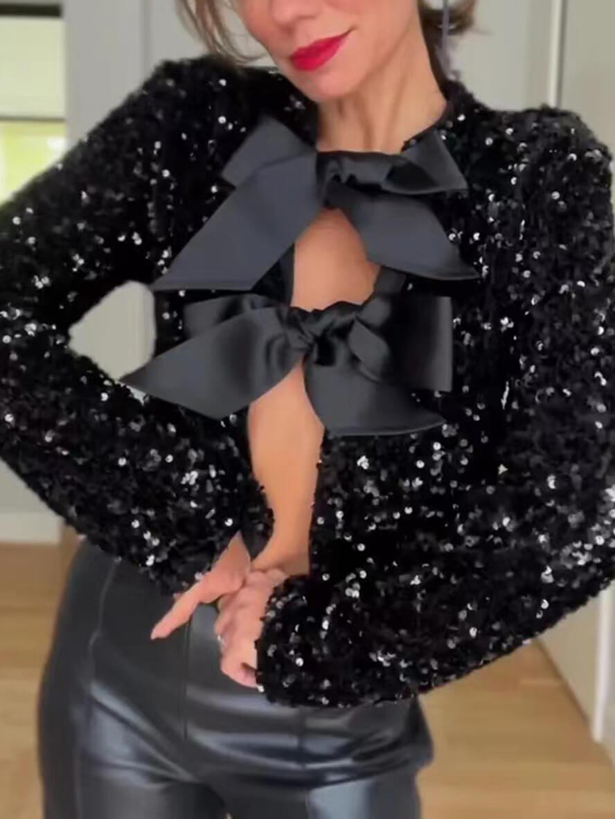 Brokenshire® | Sequin Blouse With Bows