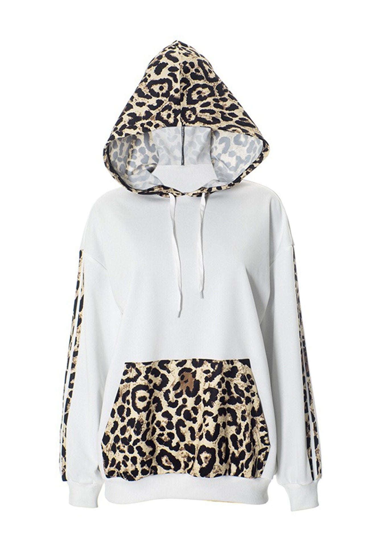 Dafne® | Leopard print patchwork hoodie with a relaxed fit