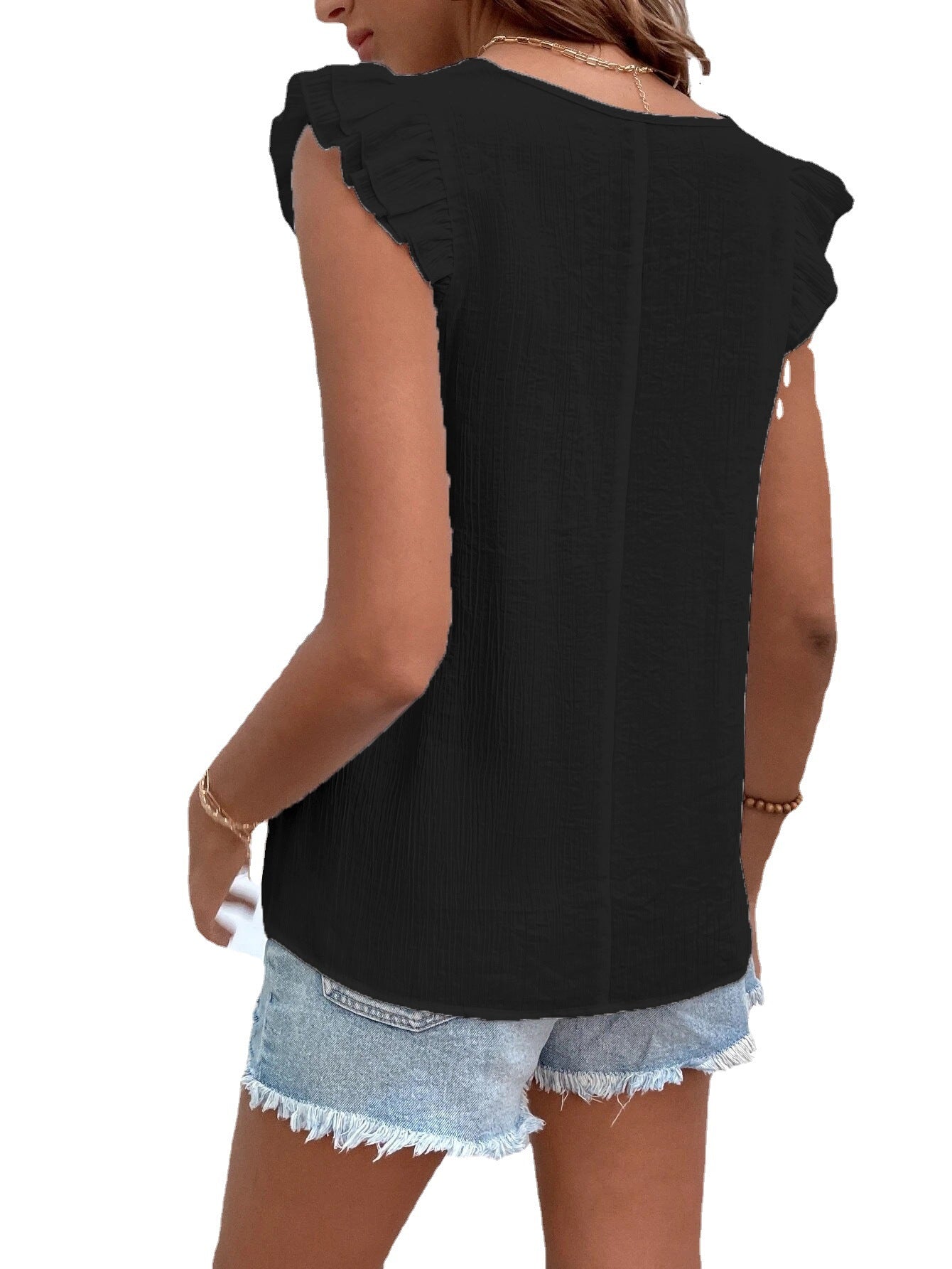 Dalia® | Women'S Blouse With Colorful V-Neck And Ruffle Details