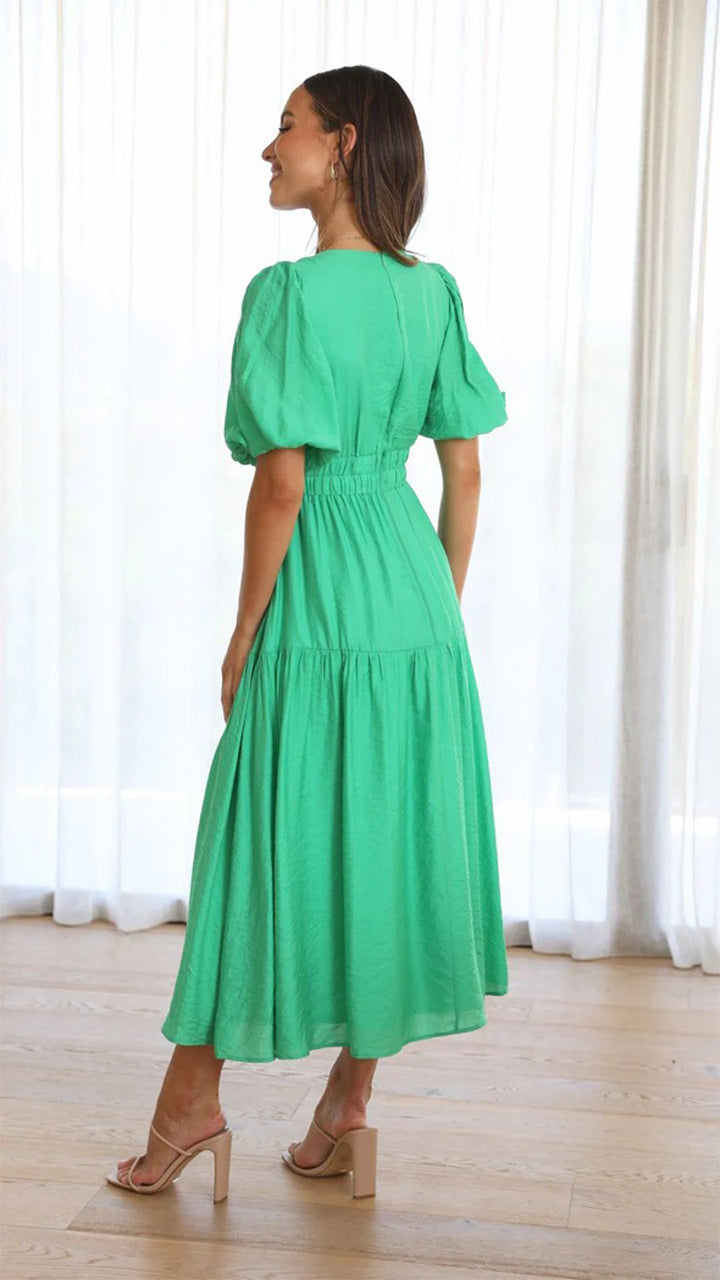 Daniela® | Ella dress with V-neck and puff sleeves