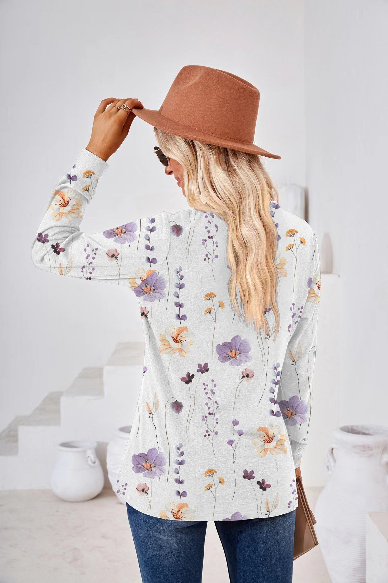 Elda® | Women'S Blouse With Floral Design And Button Placket