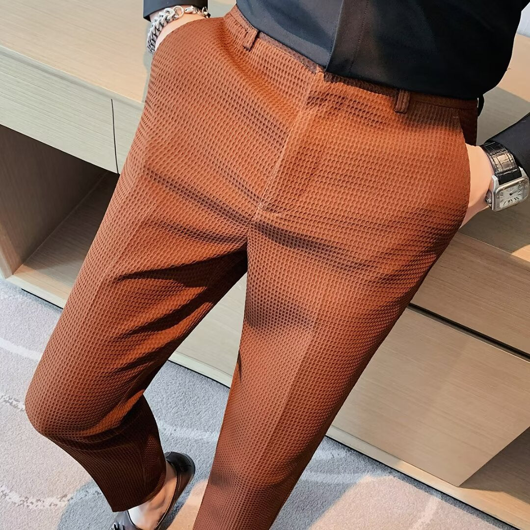 Ralph | Men's Cropped Trousers – Slim Fit – Textured Fabric – Modern Smart Casual