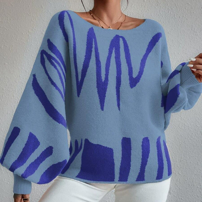 Basilisa | Oversized knitted sweater with a wave pattern