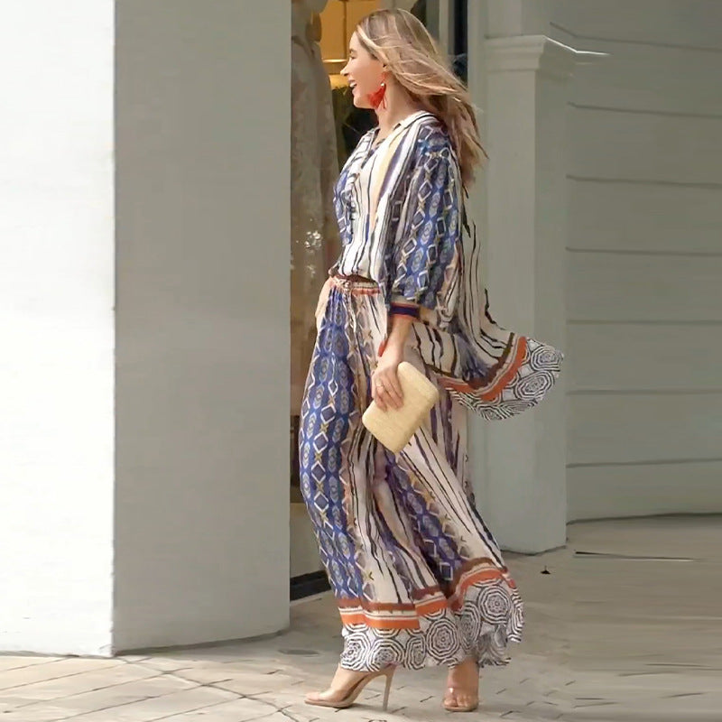 Abigail® | Bohemian blouse and pants set