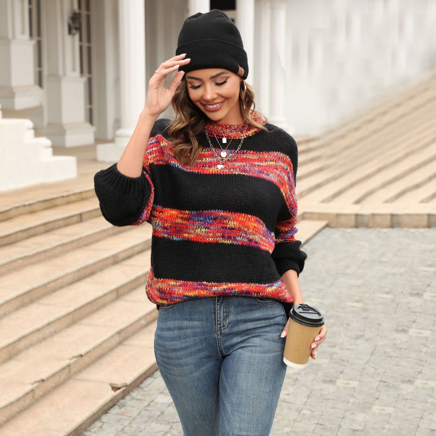 Clotilde | Casual knitted sweater with a striped pattern