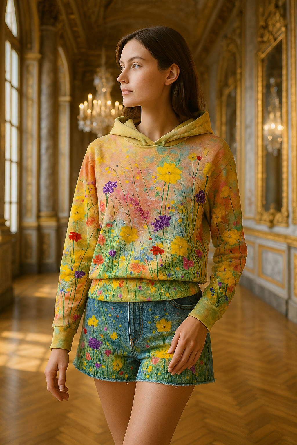 Alba | Artistic Hoodie with Floral Print
