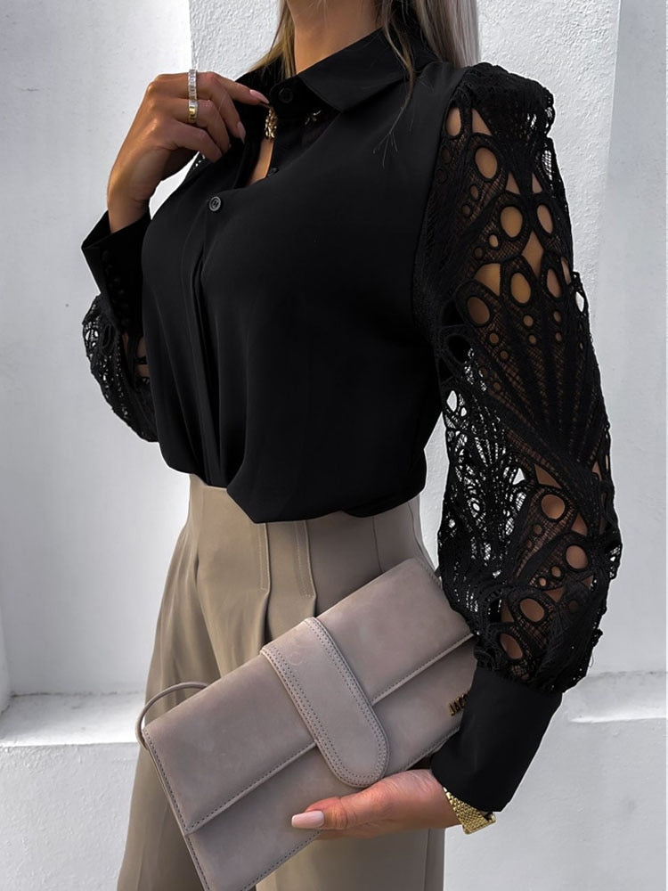 Arnaude® | Long-Sleeved Lace Blouse