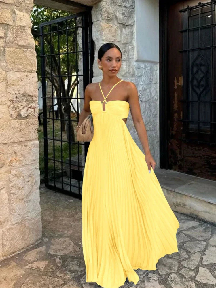 Irene | Elegant Pleated Maxi Dress for Any Occasion