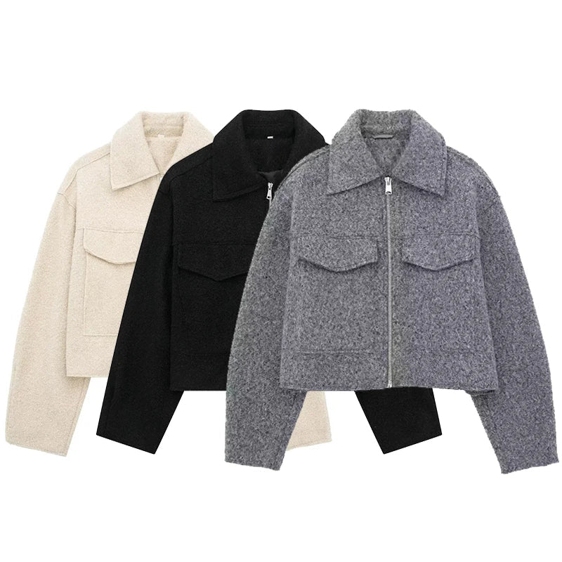 Clara® | Gray jacket with zip pockets