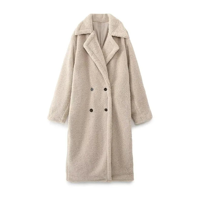 Dayana® | Long warm faux wool coat for women