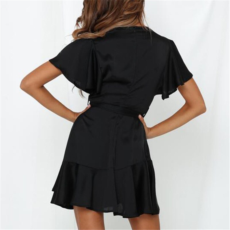 Dinora® | Fashionable Dress With Charming Ruffles And V-Neck