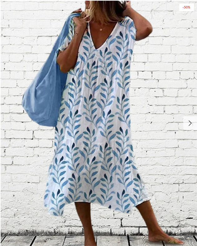 Elizabeth® | Women'S V-Neck Leaf Print Dress