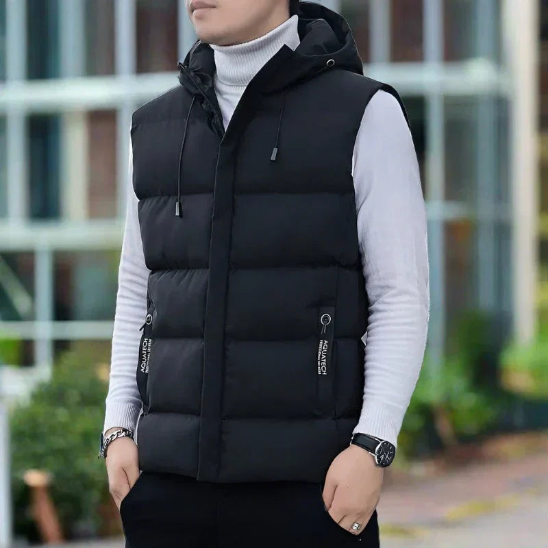 Men’s Quilted Vest – Slim Fit – Insulated Hooded – Zip Pockets – Lightweight Outerwear