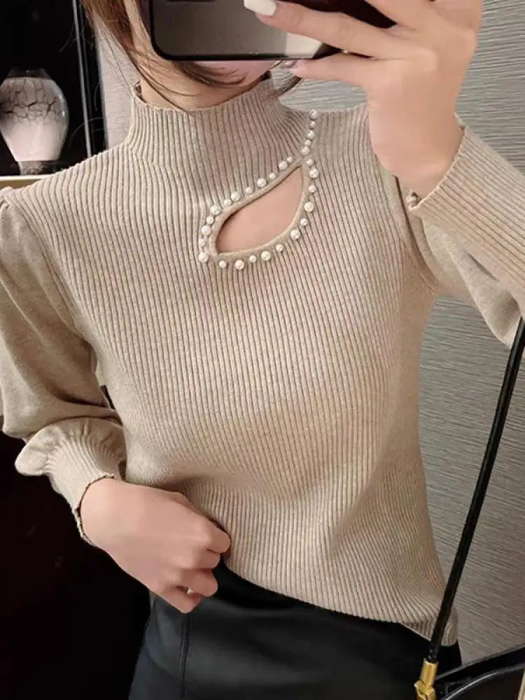 Birgit® | Thin turtleneck sweater with pearls